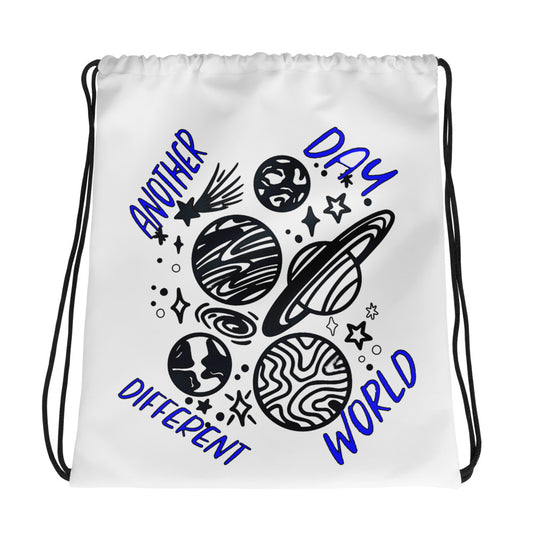 Another Day Different World Drawstring bag